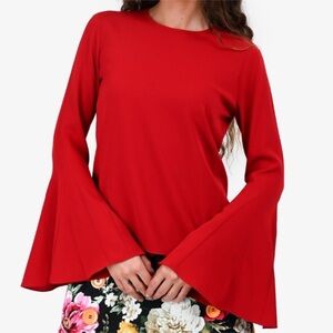 FRAME Bell Sleeve Blouse Red S‎